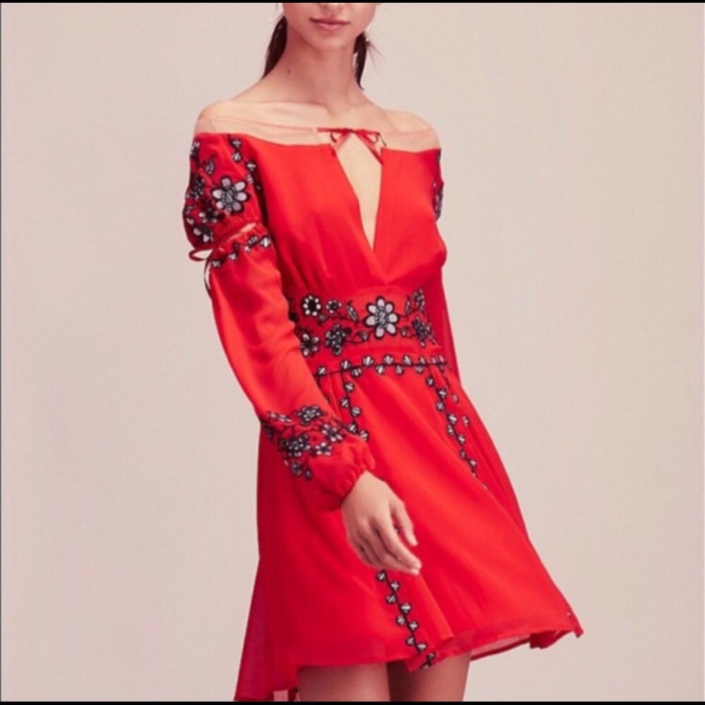 NWOT For Love And Lemons Red Nicola Mini Dress